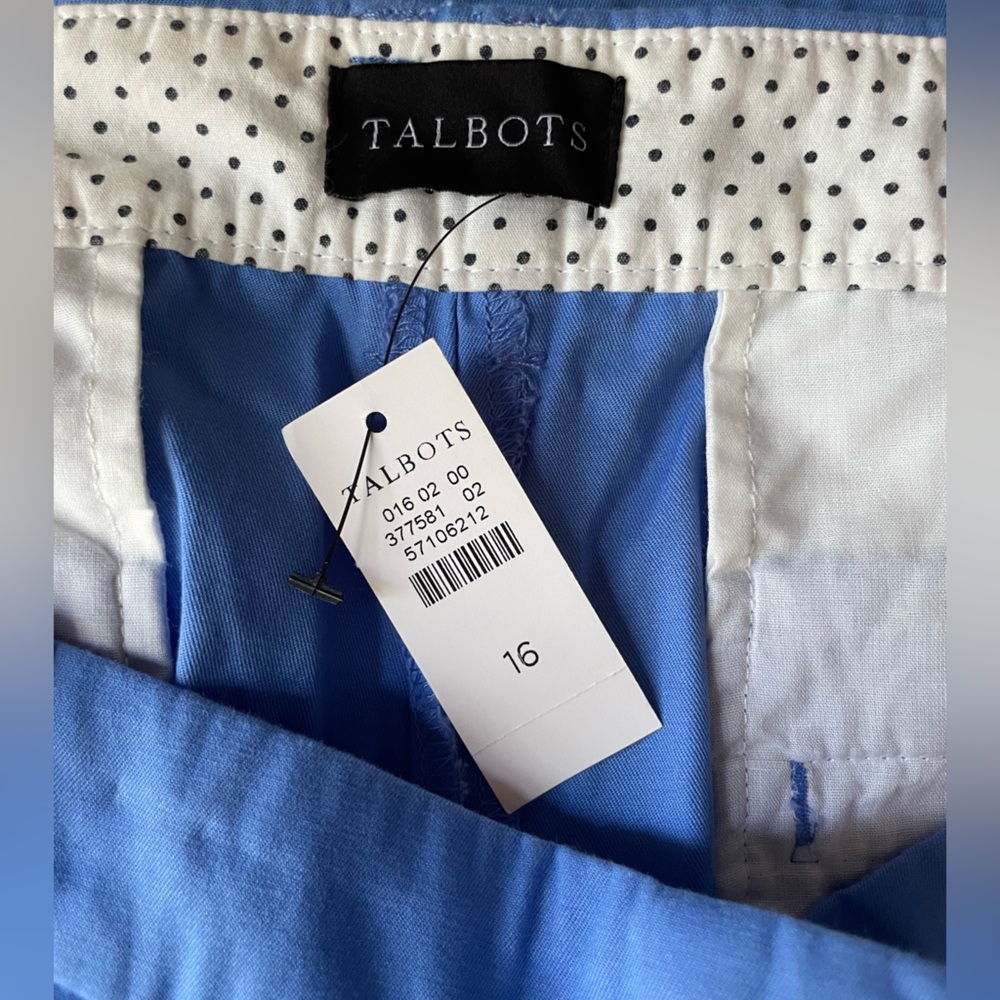 Talbots CURVY Blue Skimmer Capri Peddle Pusher Pants NWT Button Detail - Picture 10 of 14